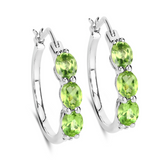 Genuine Green Peridot Hoop Earrings