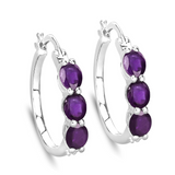 Genuine Purple Amethyst and Diamond Earrings