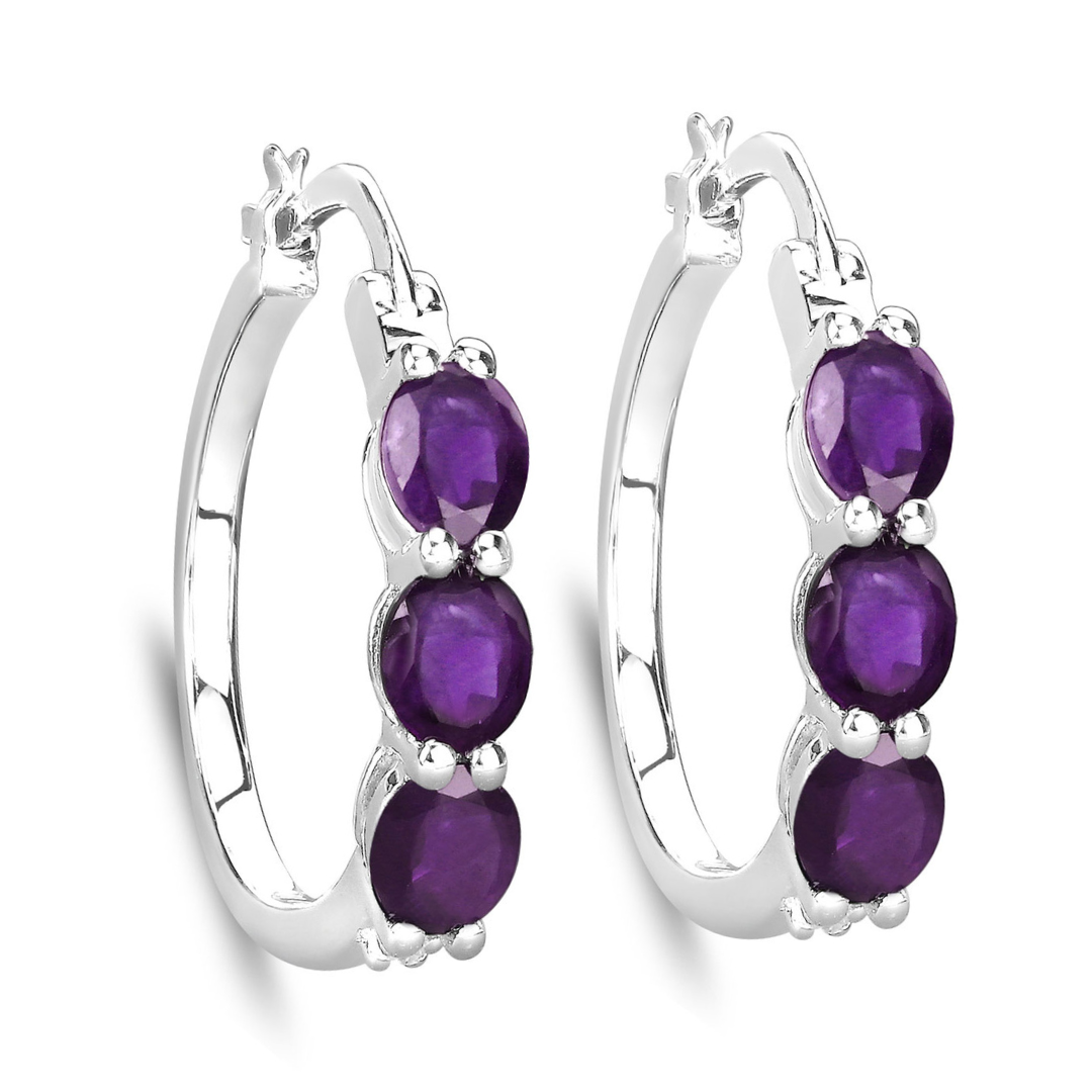 Genuine Purple Amethyst and Diamond Earrings