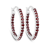 Natural Garnet Hoop Earrings