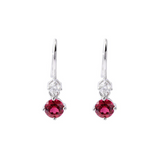 Lab Grown Ruby Round Dangle Drop Earrings