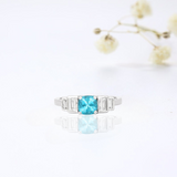 Natural Blue Paraiba Apatite with  Baguette Accents Ring
