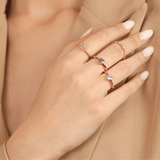  Rose Gold Plated Sterling Silver Sparkling Baguette Diamond Ring- FineColorJewels