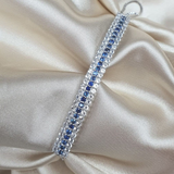 Blue Sapphire Cuff Bracelet with White Topaz Accents in 925 Sterling Silver Sapphire Cuff Bracelet for Women Best Bridesmaid Gift For Friend