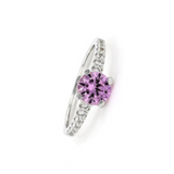 Pink Sapphire Ring Lab Grown Round Cut Pink Sapphire Ring