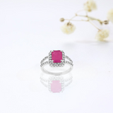 Natural Ruby Split Band Octagon Ring