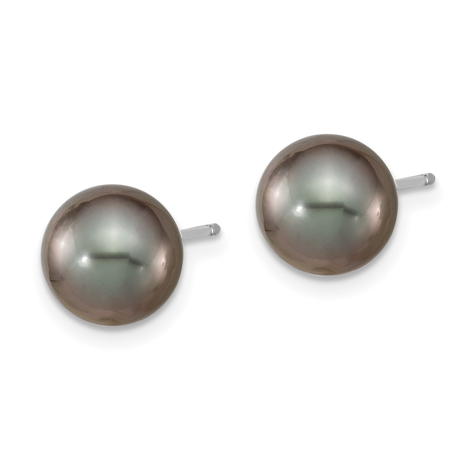14k White Gold Black Tahitian Pearl Ball Earrings Fine Color Jewels ball earrings, black pearl drop earrings, black pearl earrings, black pearl earrings tiffany, black pearls, black tahitian pearl earrings, gold black pearls earrings, gold tahitian pearl earrings, mikimoto black pearl earrings, pearl earrings black friday, QG, tahiti black pearls, tahitian black pearl earrings, tahitian pearl 14k gold earrings, tahitian pearl drop earrings, tahitian pearl earrings
