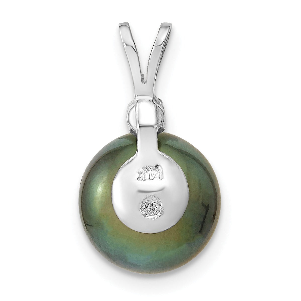 14k Gold Round Black Tahitian Pearl Diamond Pendant Fine Color Jewels QG, tahiti pearl pendant, tahitian black pearl pendant, tahitian pendant