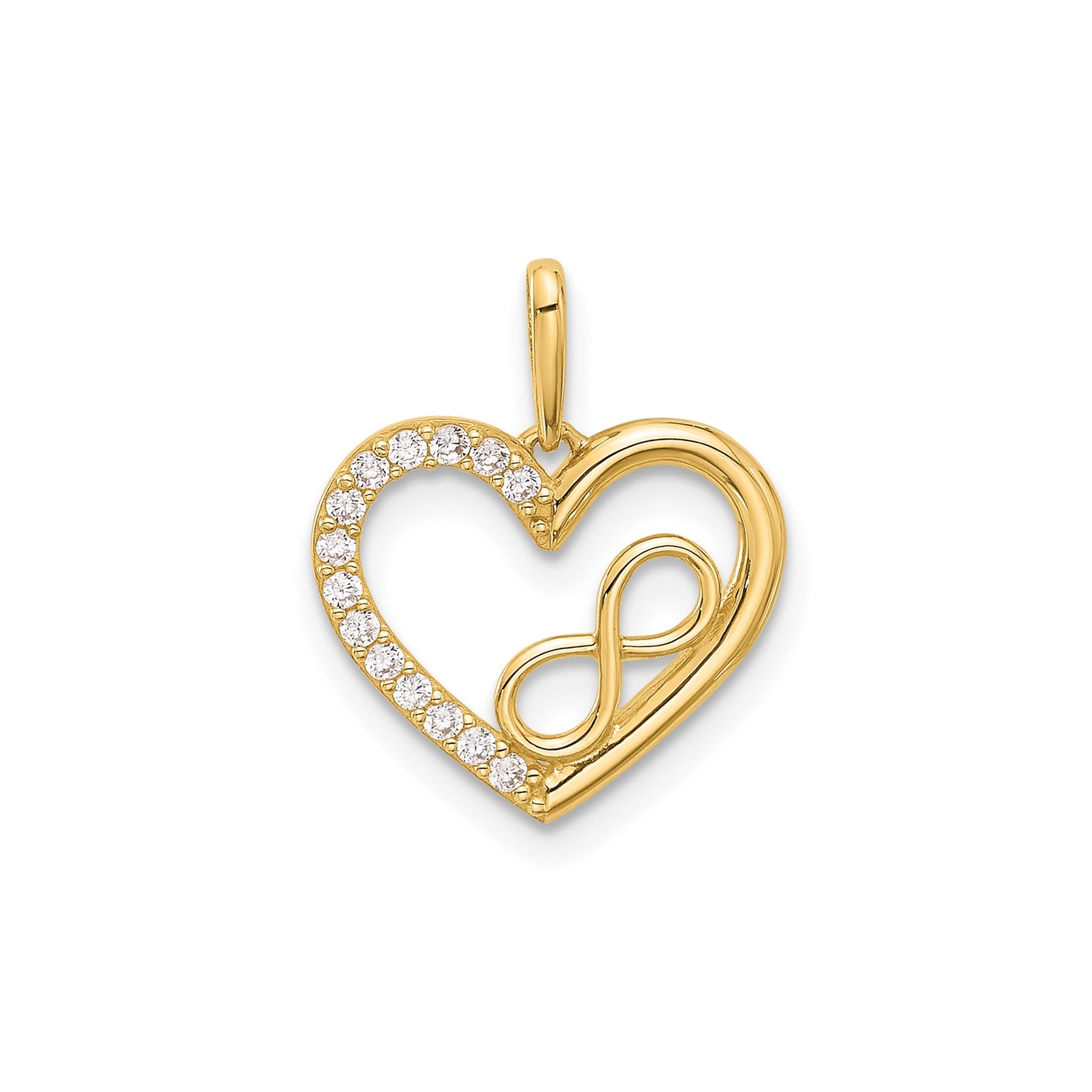 14k Gold Cubic Zirconia Heart with Infinity Pendant