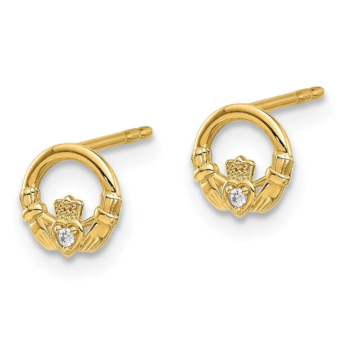14K Gold Claddagh Post Stud Earrings