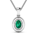 14K Zambian Emerald and White Diamond White Gold Pendant