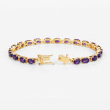 Genuine Amethyst Tennis Bracelet Silver