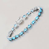 Genuine Swiss Blue Topaz Tennis Bracelet Silver