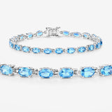 Genuine Swiss Blue Topaz Tennis Bracelet Silver