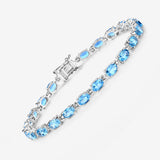 Genuine Swiss Blue Topaz Tennis Bracelet Silver