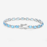 Genuine Swiss Blue Topaz Tennis Bracelet Silver