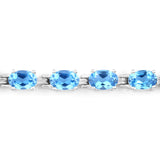 Genuine Swiss Blue Topaz Tennis Bracelet Silver