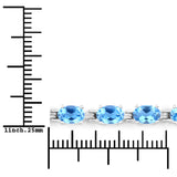 Genuine Swiss Blue Topaz Tennis Bracelet Silver