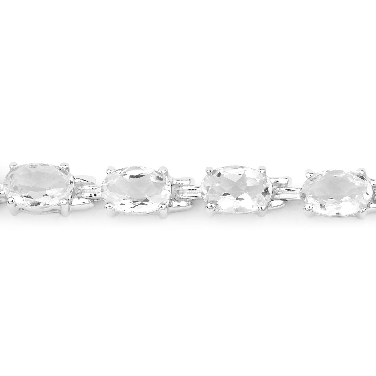 10.92 Cttw Oval White Topaz Rhodium over Silver Tennis Bracelet