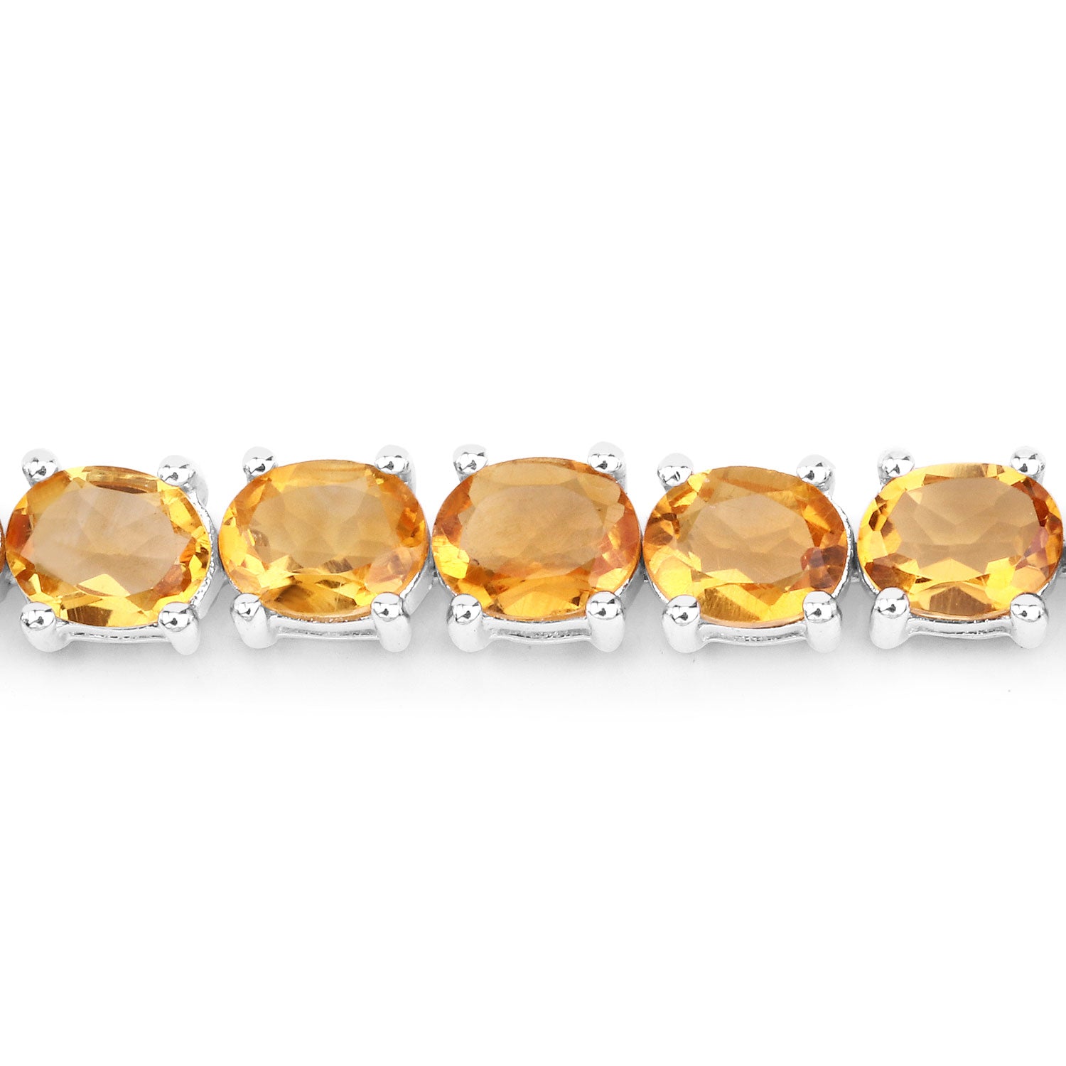 11.55 Cttw Oval Yellow Citrine Rhodium over Silver Tennis Bracelet