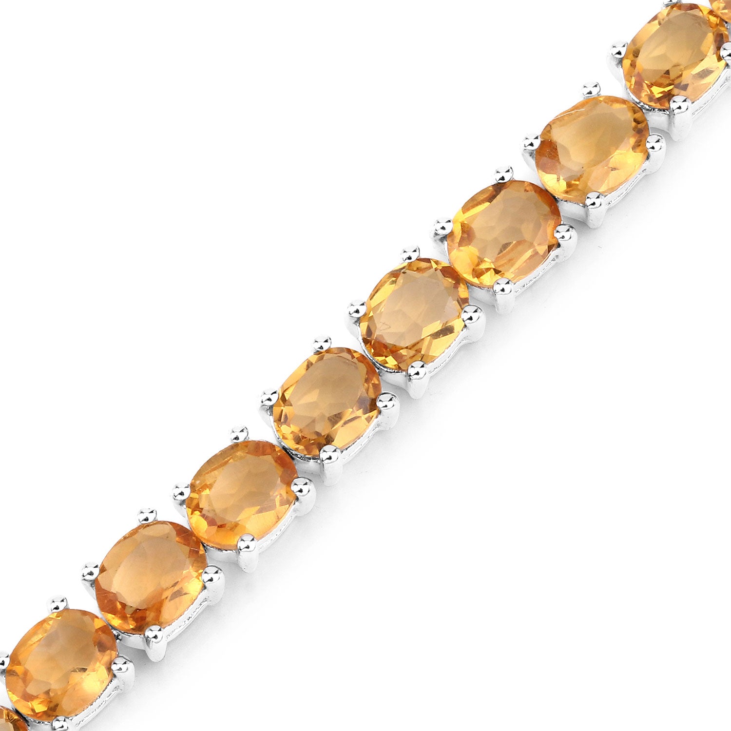 11.55 Cttw Oval Yellow Citrine Rhodium over Silver Tennis Bracelet
