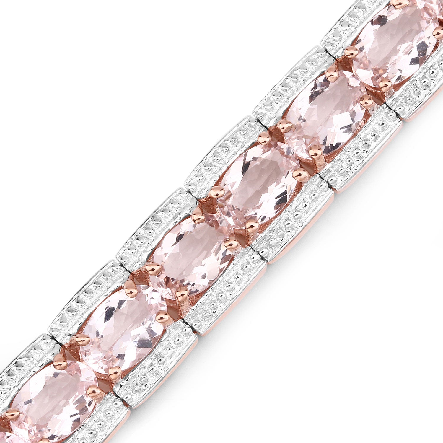 10.44 Cttw Oval Pink Morganite Rhodium over Silver Tennis Bracelet