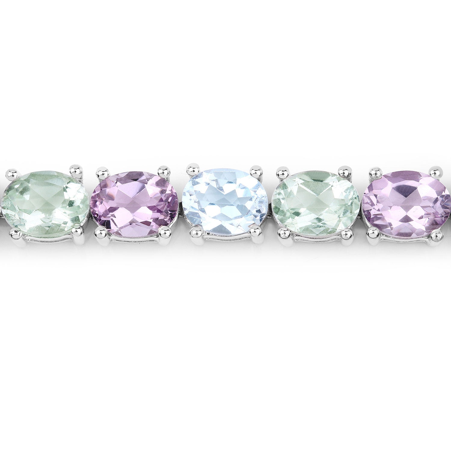 29.20 Cttw Oval Green Multi Stones Rhodium over Silver Tennis Bracelet
