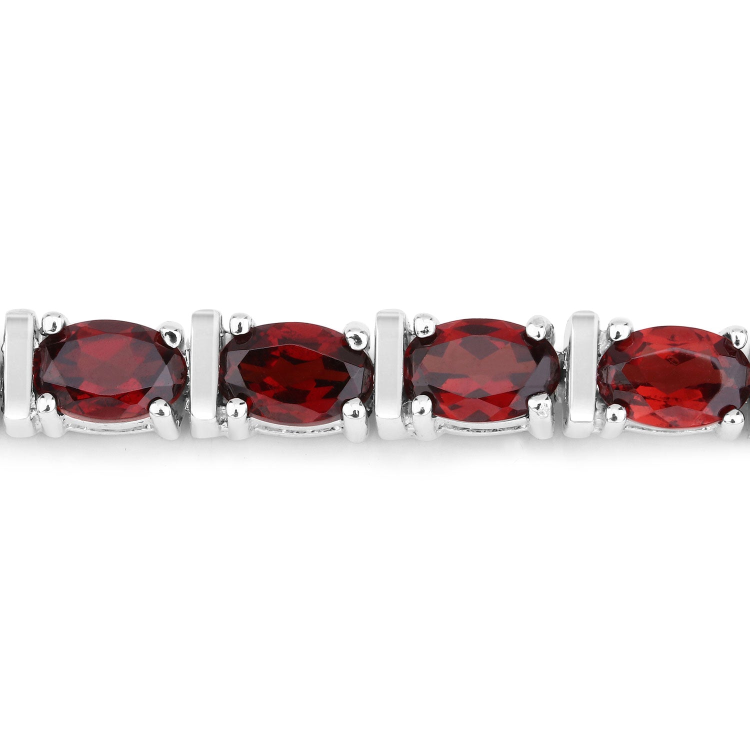 11.25 Cttw Oval Red Garnet Rhodium over Silver Tennis Bracelet