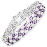 Genuine Opal and Amethyst Tennis Bracelet