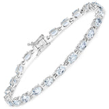 Genuine Aquamarine Tennis Bracelet Silver