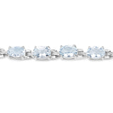 Genuine Aquamarine Tennis Bracelet Silver