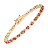 14K Gold Genuine Orange Sapphire Tennis Bracelet