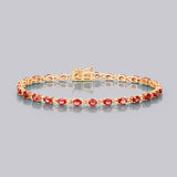 14K Gold Genuine Orange Sapphire Tennis Bracelet