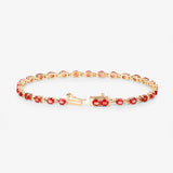 14K Gold Genuine Orange Sapphire Tennis Bracelet