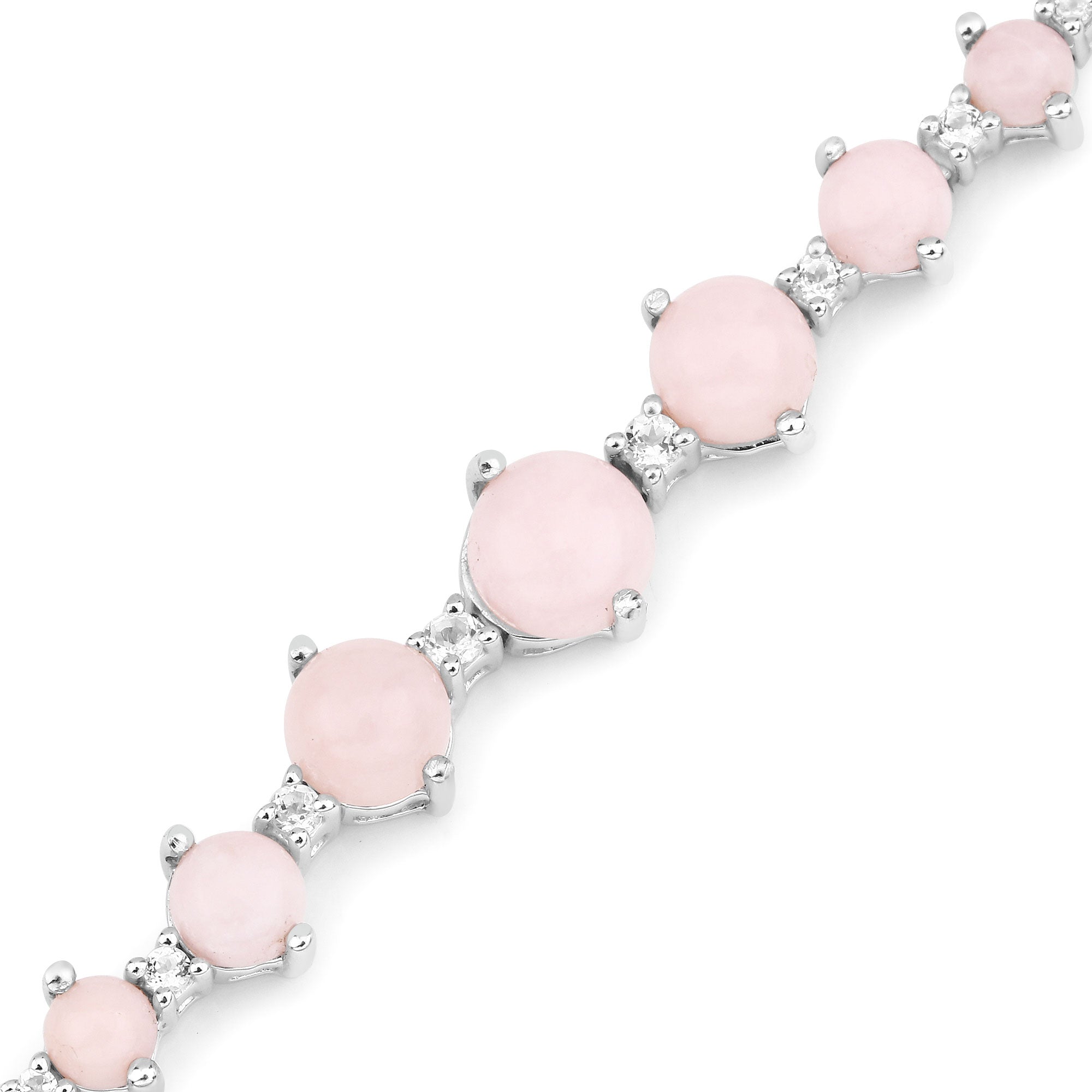 Genuine 925 Sterling Silver Pink Opal Bracelet
