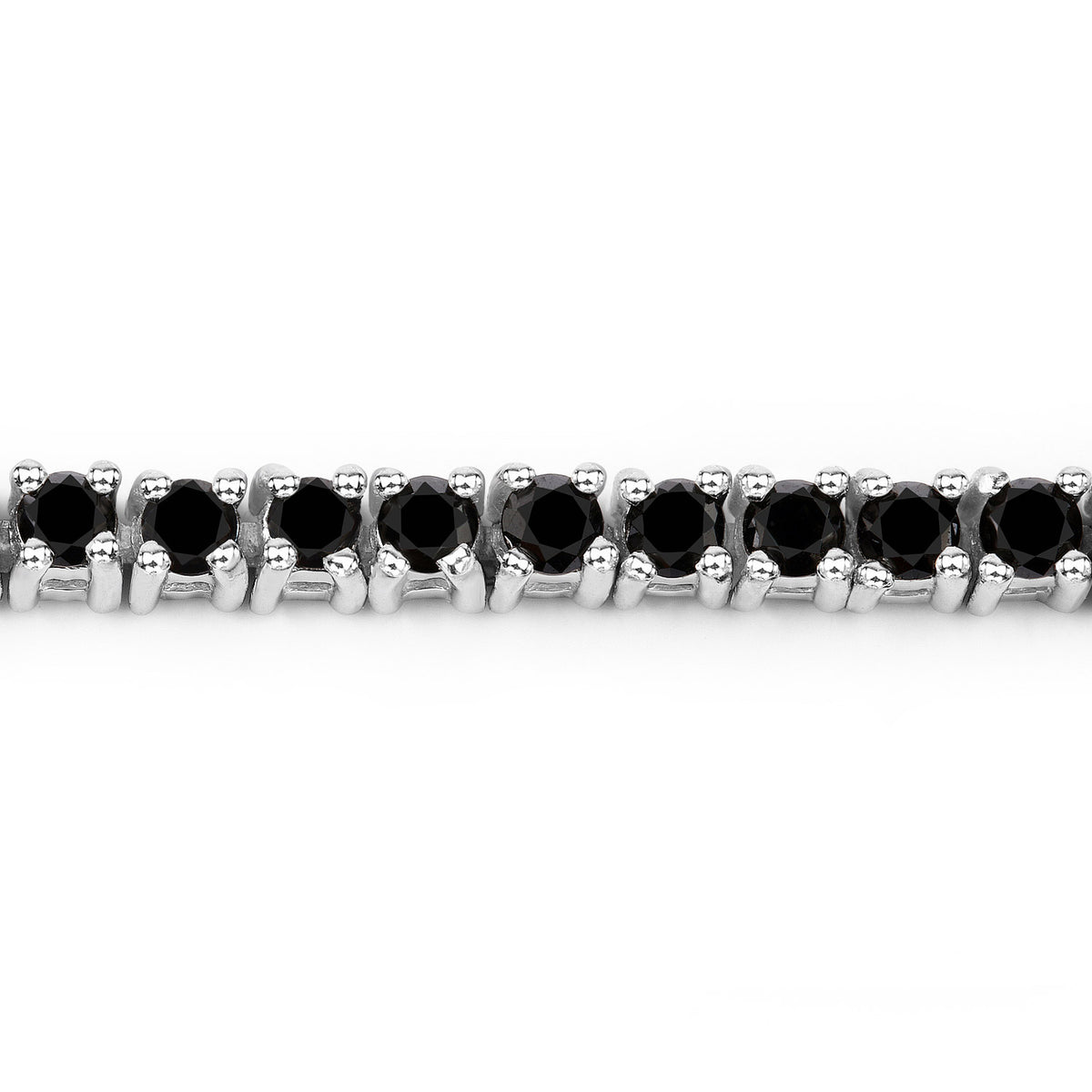 2.19 Cttw Round Black Diamond 18K White Gold Plated Silver Tennis Bracelet