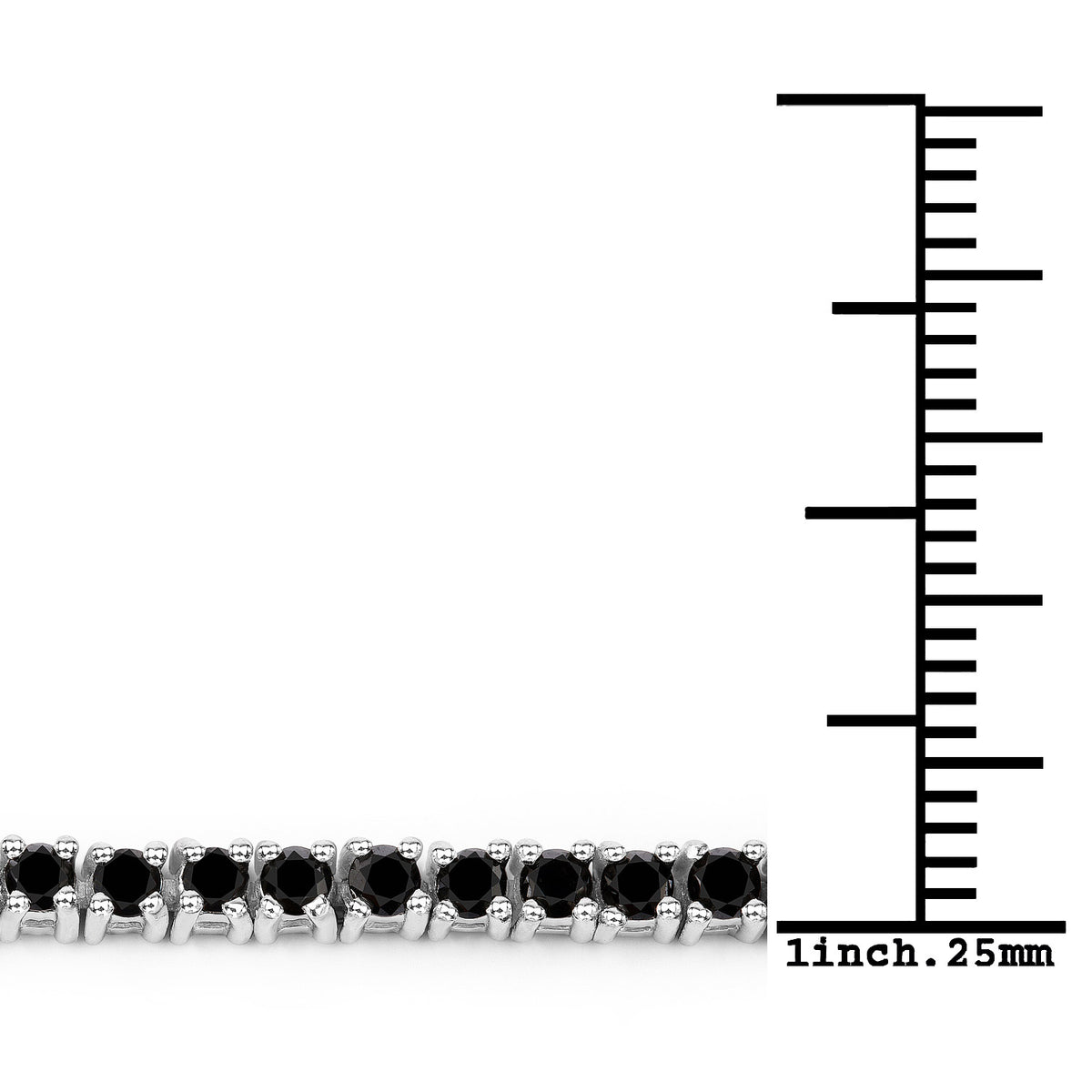2.19 Cttw Round Black Diamond 18K White Gold Plated Silver Tennis Bracelet