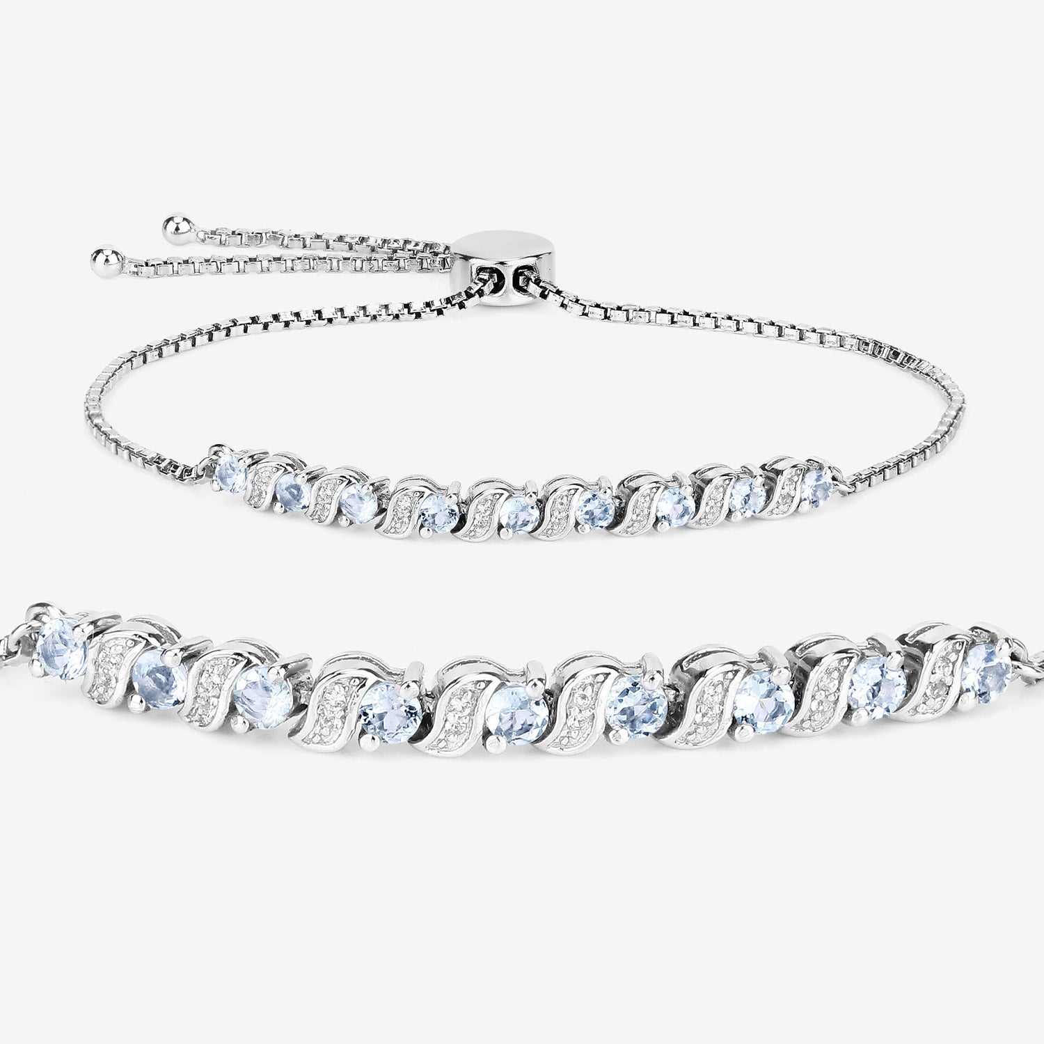 Genuine Aquamarine Bolo Bracelet