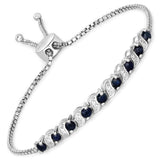 Genuine Blue Sapphire and White Topaz Bolo Bracelet