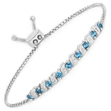 Genuine London Blue Topaz and White Topaz Bolo Bracelet