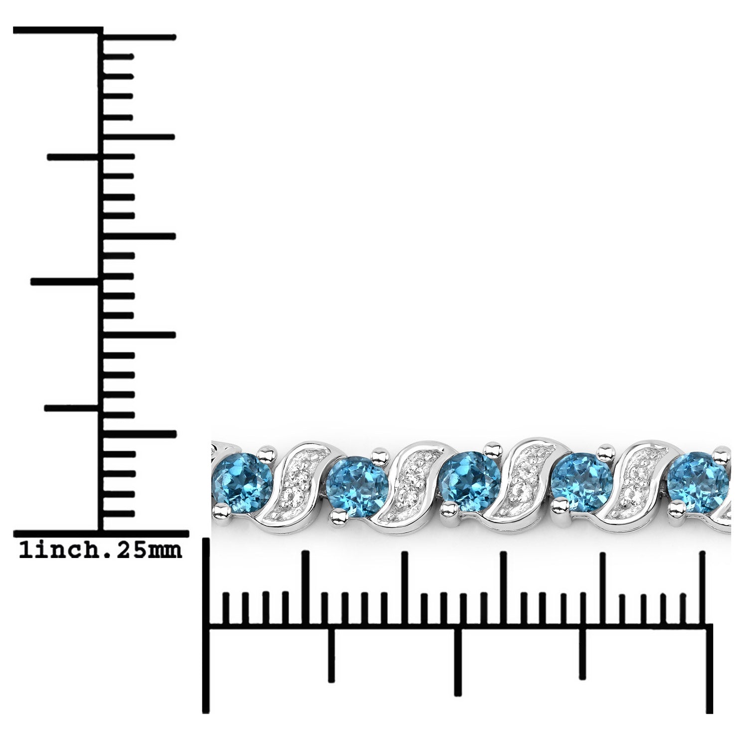 Genuine London Blue Topaz and White Topaz Bolo Bracelet