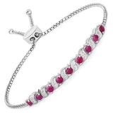 Genuine Ruby and White Topaz Bolo Bracelet