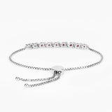 Genuine Ruby and White Topaz Bolo Bracelet