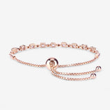 Genuine Morganite and White Diamond Bolo Bracelet