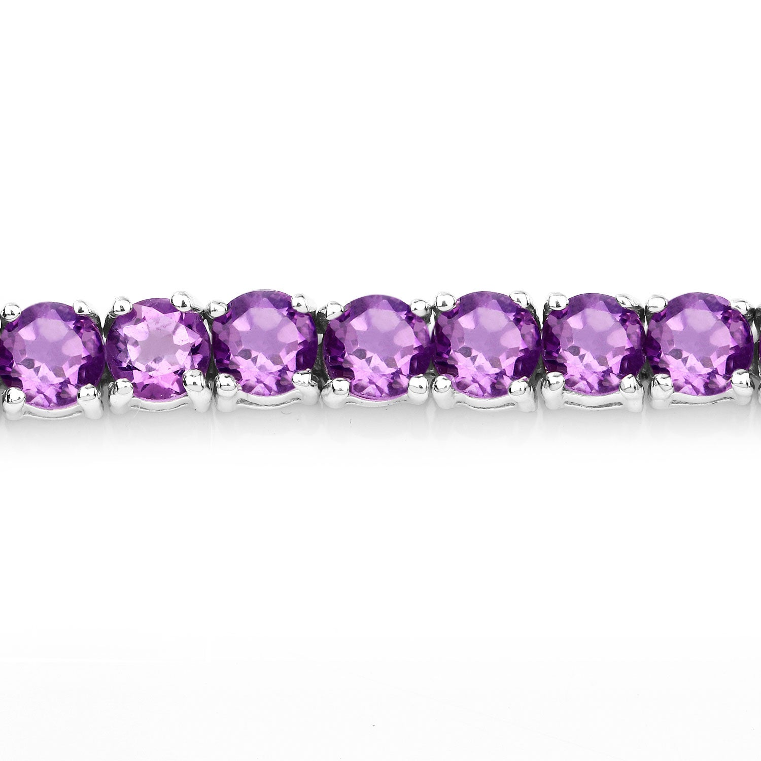 10.32 Cttw Round Purple Amethyst Rhodium over Silver Tennis Bracelet