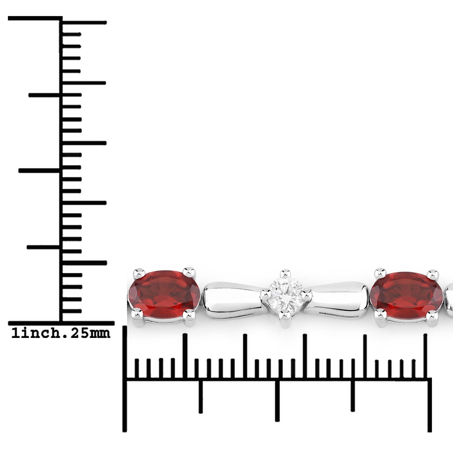 5.05 Cttw Oval Red Garnet and Lab Diamond Rhodium over Silver Tennis Bracelet