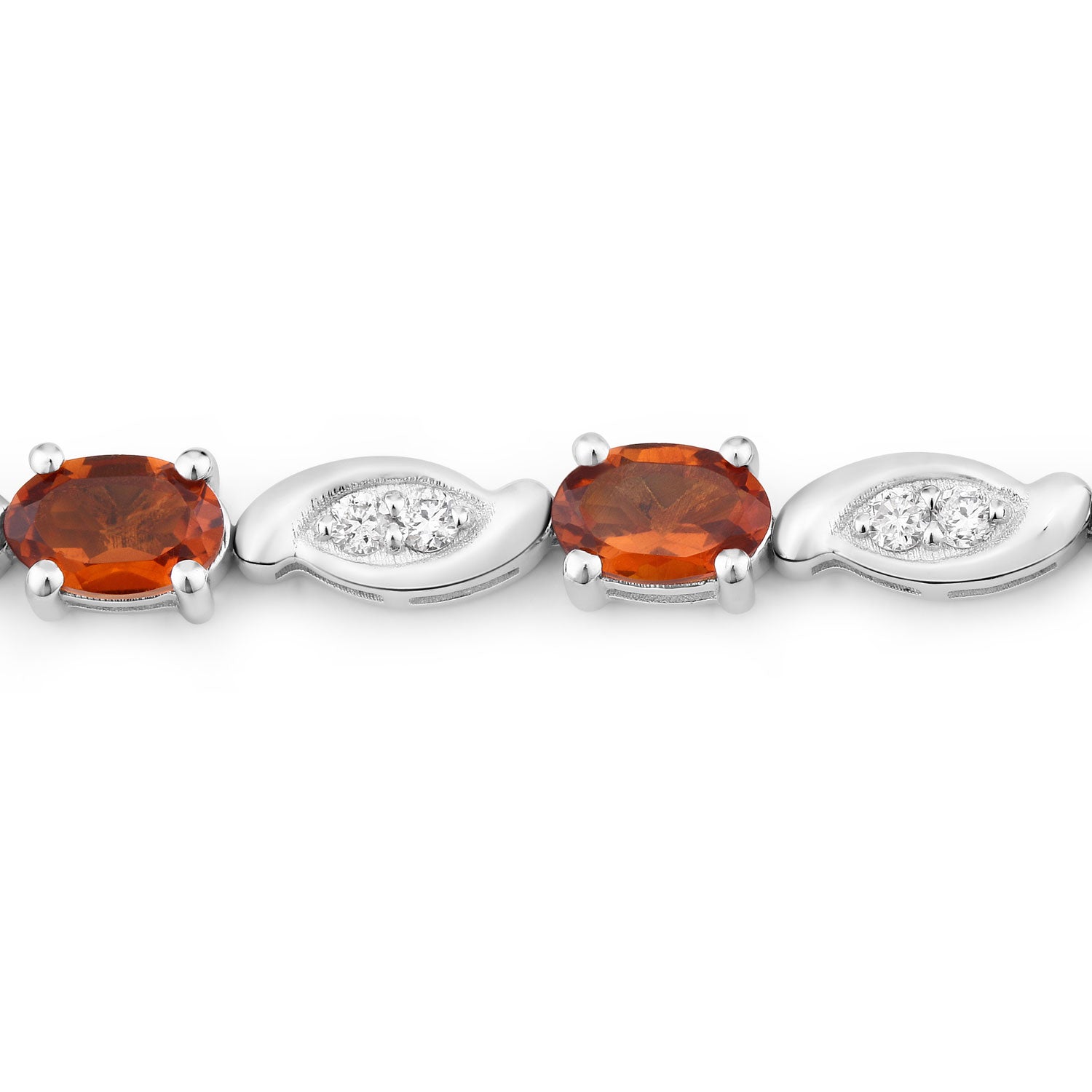 5.69 Cttw Oval Yellow Citrine and Lab Diamond Rhodium over Silver Tennis Bracelet