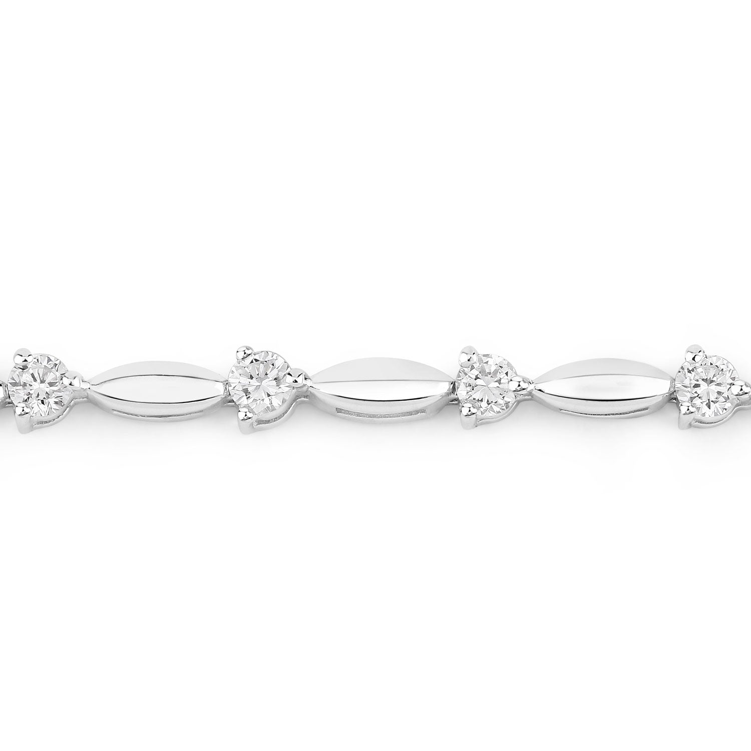 1.05 Cttw Round White Lab Grown Diamond Rhodium over Silver Bracelet