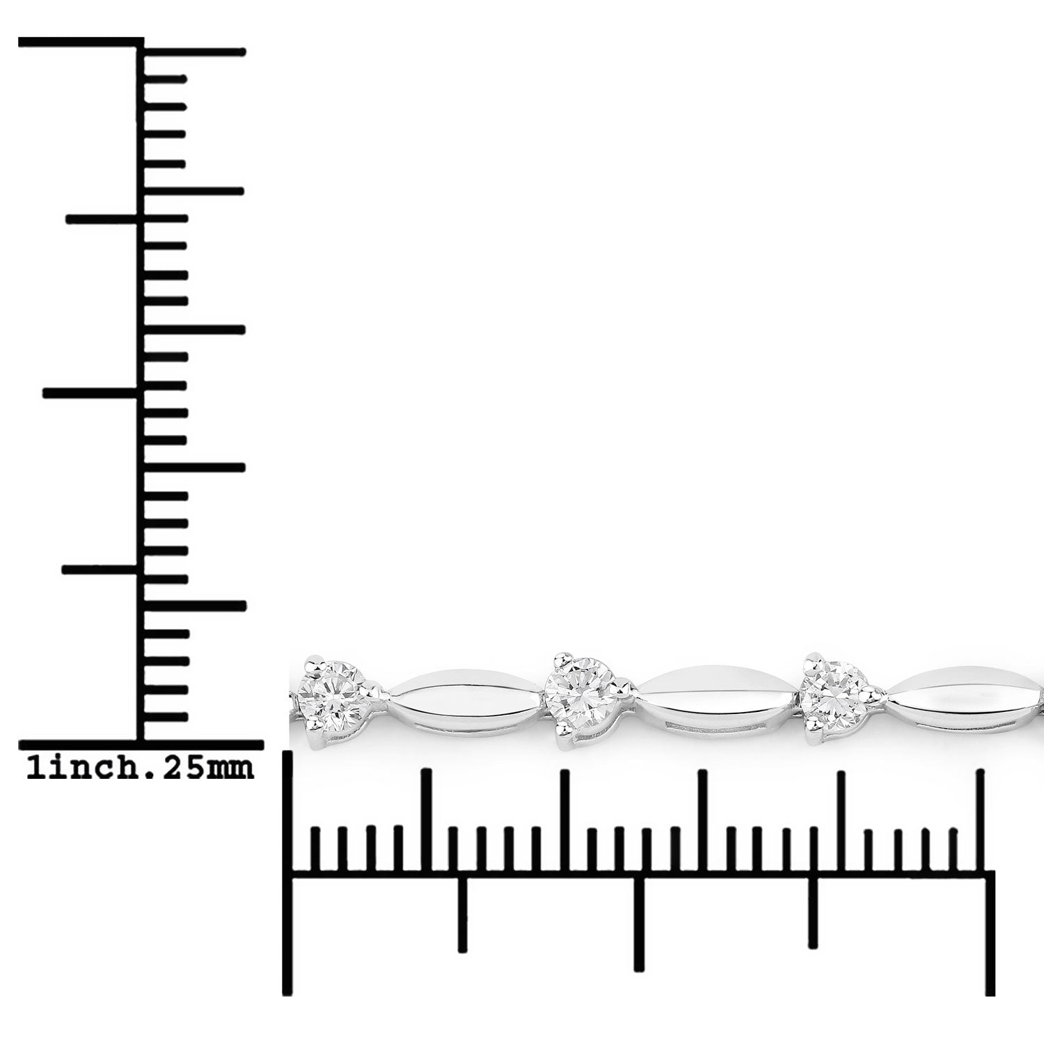1.05 Cttw Round White Lab Grown Diamond Rhodium over Silver Bracelet