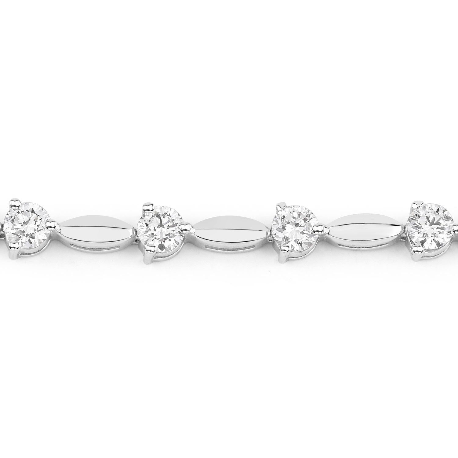 2.10 Cttw Round White Lab Grown Diamond Rhodium over Silver Tennis Bracelet